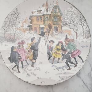 Poole England emilie rohida children winter and ocean 6" porcelain plate set
